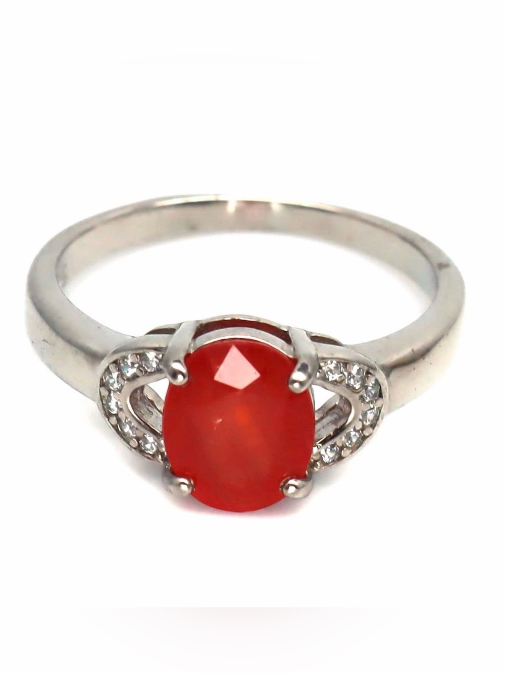 Exquisite 2.45CT Natural Padparadscha Sapphire Ring 925 Sterling Silver Size 8